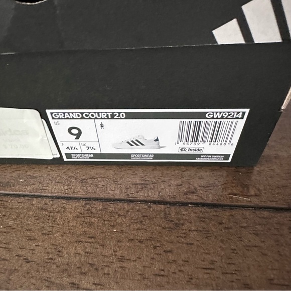 Adidas Grand Court 2.0 NWT black & white shoes women’s 9 - Picture 8 of 8
